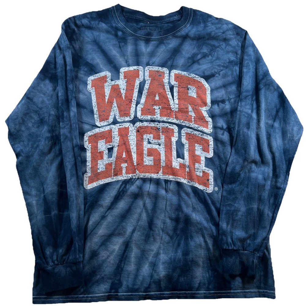 Gameday Couture Tie Dyed Navy Auburn University War Eagle Long Sleeve‎ Medium